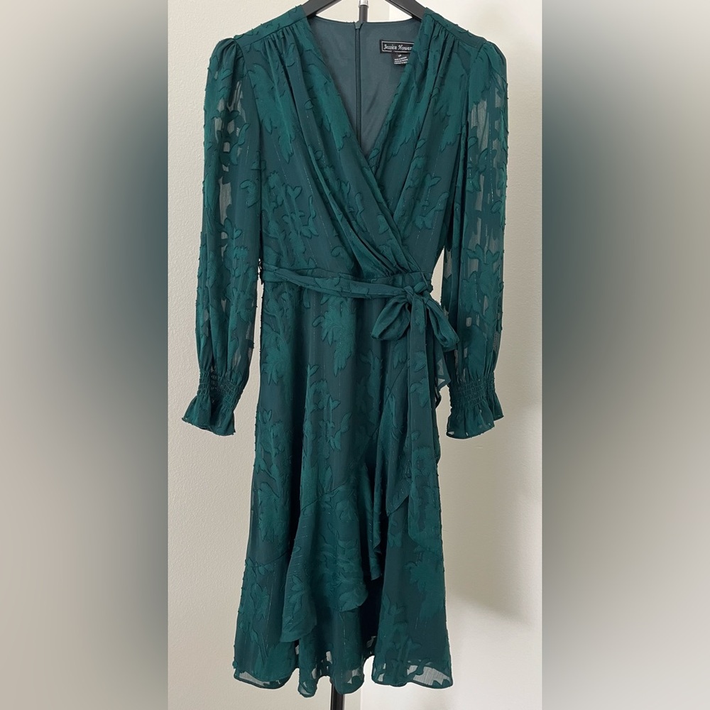 *HOLIDAY* Jessica Howard Long Sleeve Emerald Green Dress (Sz 4P) - Picture 3 of 16